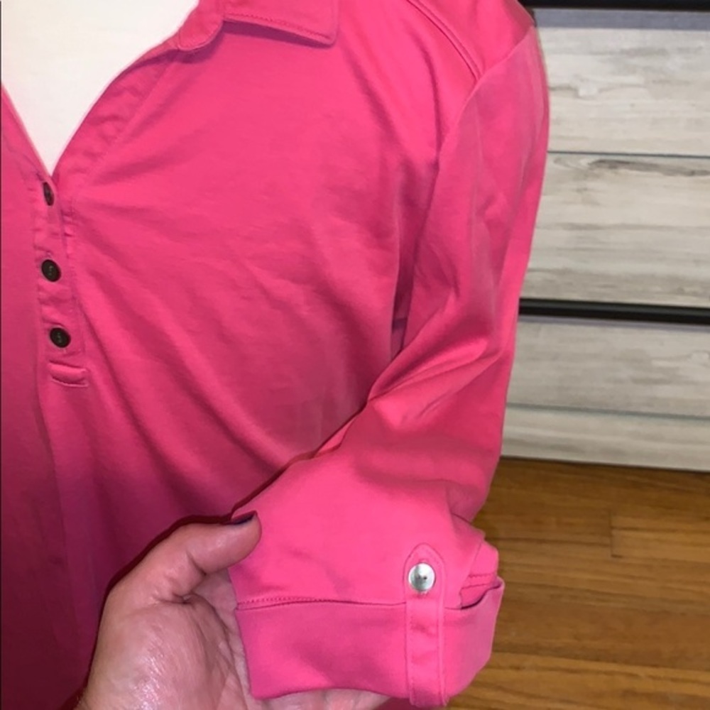 LL bean collared 3/4 sleeve top - Picture 3 of 4